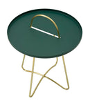 Tavolinetto Grent Ø45x59 cm in Ferro Verde e Oro      