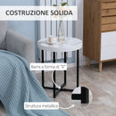 Tavolino da Caffè Rotondo con Base a X 48x48x56,5 cm in MDF e Metallo Bianco