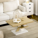 Tavolino da Caffè  90x60x45 cm con Ripiano Centrale in Legno Bianco e Legno
