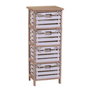 Cassettiera 4 Cassetti in Legno 35x27x85cm Arianna Naturale e Bianca