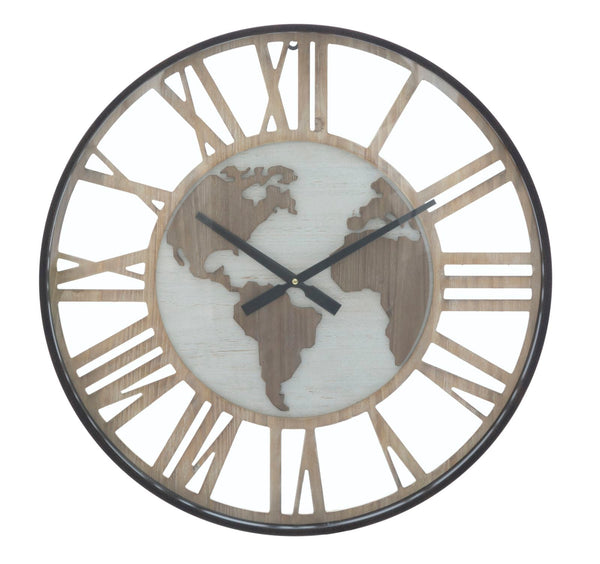Orologio da Muro World Class Ø60x6 cm MDF e in Ferro Marrone acquista