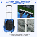 Trasportino Zaino 2 in 1 per Cani e Gatti 42x25x55 cm con Tasche e Maniglia Telescopica Blu
