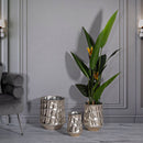 Porta Vasi Silver Set 3 Pz Ø35x38,5 cm - Ø27,5x33 cm - Ø18,5x26,5 cm in Ferro Argento      