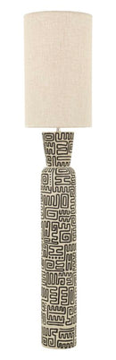 Lampada da Terra Nairobi Ø30x145 cm in Resina e Ferro e Tessuto Nero e Bianco      