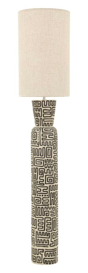 Lampada da Terra Nairobi Ø30x145 cm in Resina e Ferro e Tessuto Nero e Bianco online