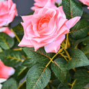 Pianta Finta di Rosa da 21 Fiori Ø18x90 cm con Vaso Riempito in Cemento e Muschio Rosa      