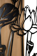 Pannello da Muro Lotus Ferro e Wood 60x2x90 cm in Ferro e MDF Nero e Marrone      