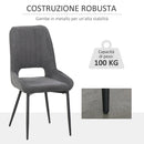 Set 2 Sedie Imbottite 59,5x50,5x92 cm in Tessuto Grigie