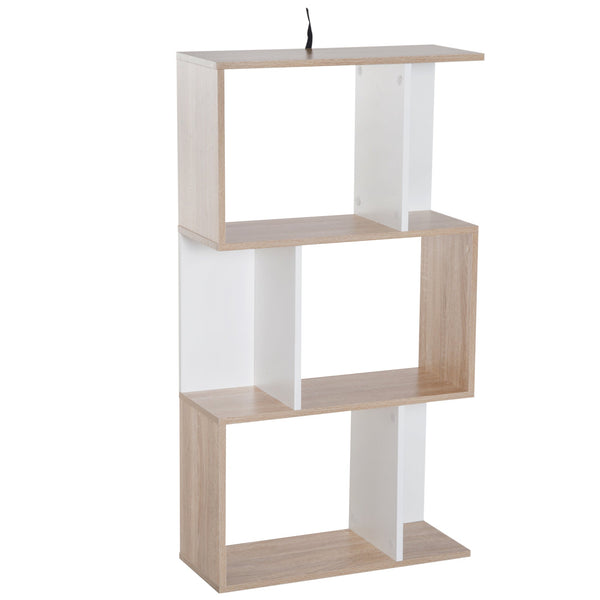 sconto Libreria da Parete Moderna con 3 Ripiani Legno Naturale e Bianco 60x24x111.4 cm