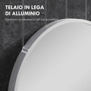 Specchio Bagno Ovale da Parete 60x90 cm con Cornice in Alluminio Verticale o Orizzontale Argento      