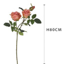 Set 2 Rose Artificiali Real Touch a 3 Diramazioni Altezza 80 cm Arancio
