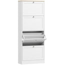 Scarpiera Salvaspazio 60x23,5x151 cm a 4 Cassetti con Ripiani Regolabili su 2 Livelliin MDF Bianco      