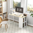 Scrivania Design Compatto 4 Ripiani a Giorno 120x54x75 cm in Legno e Acciaio Bianco e Rovere 