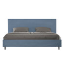 Letto Matrimoniale Imbottito in Microfibra Mika Blu Varie Misure