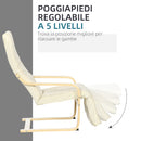 Poltrona Relax 66,5x94x100 cm con Poggiapiedi a 5 Livelli in Legno di Betulla e Tessuto Crema  