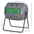 Compostiera da Giardino 71x65x96 cm Girevole a 2 Sezioni con 8 Prese d'Aria in Acciaio e PP Grigio  