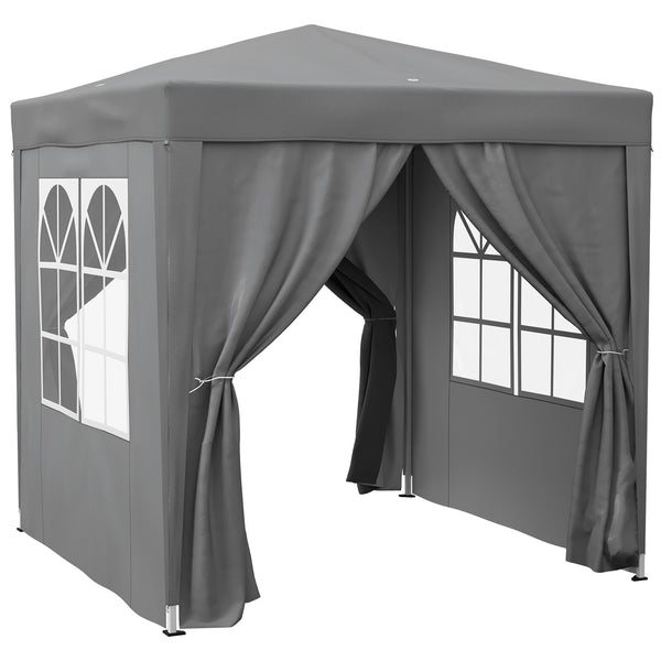 sconto Gazebo Pieghevole 2x2 m con 4 Pareti Rimovibili in Metallo e Poliestere Grigio