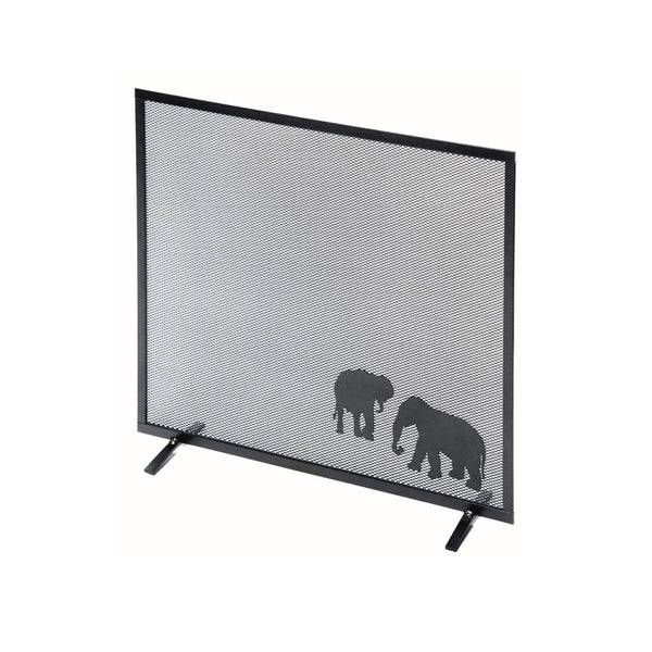 Parascintille per Camino 60x50 cm Decorazione Elefante in Ferro Verniciato Grigio Martellato prezzo