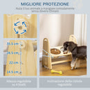 Ciotole per Cani Rialzate 49x25x41 cm in Acciaio e Legno Naturale