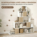 Libreria Moderna 120x22x131,5 cm a 5 Ripiani con Design a Gradini Bianco e Legno      