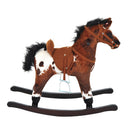Cavallo a Dondolo con Suoni in Peluche e Legno di Pioppo Marrone Scuro 