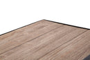 Tavolinetto Porta Giornali "V" 120x43x62,5 cm in Ferro e Legno di Abete e PU Nero e Marrone
