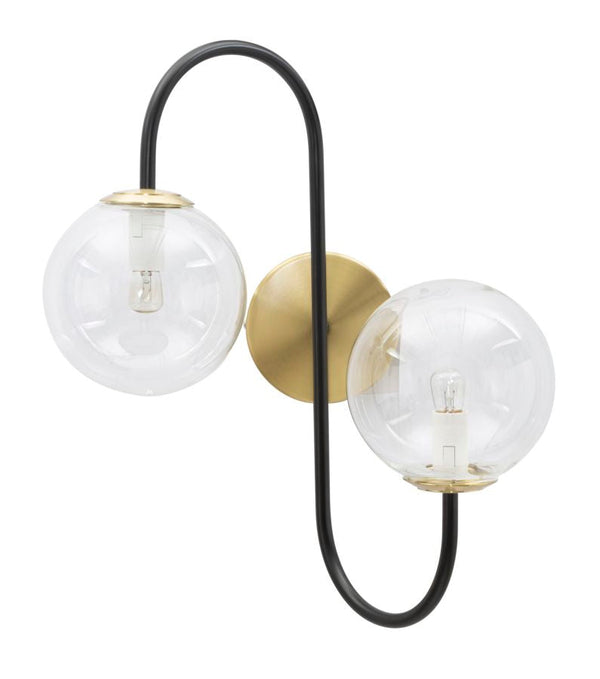 acquista Lampada da Muro Iron Nero 36x24x45 cm in Ferro e Vetro Oro e Nero