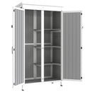 Armadio da Giardino 94x43x166 cm con Ripiani Rimovibili e Porta Bloccabile in Legno e Acciaio Bianco e Nero      