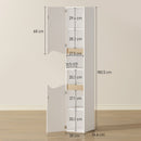 Mobile Colonna Bagno 30x34,6x180,5 cm con 2 Ripiani Aperti e 2 Armadietti in Legno Bianco e color Legno      