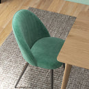 Set 4 Sedie Moderne Imbottite con Schienale Ricurvo 50x52x83 cm in Tessuto Effetto Velluto e Acciaio Verde