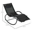 Sedia Sdraio a Dondolo Zero-Gravity da Esterno Impermeabile 155x61x88 cm con Poggiatesta Nero