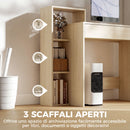Scrivania PC Moderna 100x40x90 cm con 3 Ripiani Aperti e Cassetto in Legno      