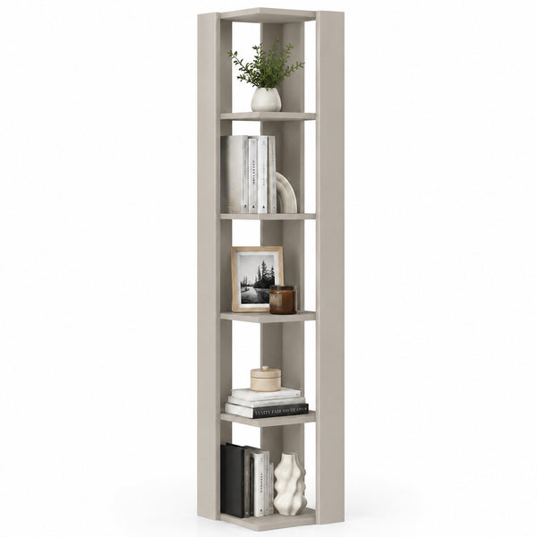 Libreria Angolare 34x34x161 cm Scaffale Salvaspazio 5 Ripiani in Legno Sabbia prezzo