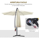 Ombrellone Decentrato da Giardino in Alluminio 3M con Protezione UV Beige 