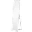 Specchio Illuminato con Luci LED Regolabili e Pulsante Touch 40x5x160 cm in Vetro e MDF Bianco      