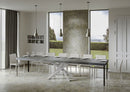 Tavolo Allungabile 120-380x90x77 cm Volantis Premium Cemento Telaio Bianco 