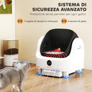 Lettiera per Gatti Autopulente con Design Aperto 50x54x55 cm Sensori di Sicurezza e Deodorante in ABS e PP Bianco      
