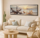 Stampa Dipinta su Tela Laccata Beach con Cornice 152x4x52 cm in Abete e Tela e Plastica      