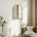 Specchio da Parete ad Arco 60x2x90 cm Cornice Effetto Pietra in Polistirene Beige      