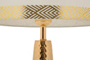 Lampada da Tavolo Tower Oro Ø30x54 cm in Ferro e Tessuto Oro e Bianco      