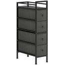 Cassettiera Slim Salvaspazio 20x43x81,5 cm con 4 Cassetti Telaio in Acciaio in Tessuto Nero      