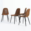 Set 4 Sedie per Sala da Pranzo Marrone con Gambe Acciaio Nero Seduta Ergonomica