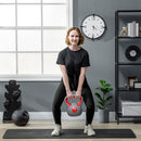 Kettlebell per Allenamento 14 Kg Base Piatta e Impugnatura per Stacchi in PU e Sabbia Rosso