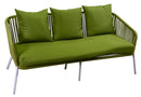 Set Salotto da Giardino Divano 2 Poltrone e Tavolino in Corda Visalia Verde