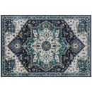 Tappeto Boho Antiscivolo e Lavabile 230x160 cm a Pelo Corto in Effetto Cashmere Blu  