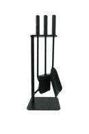 Set Camino 3 Pezzi 45x16x16 cm Scopino Paletta e Attizzatoio con Supporto Magic Nero