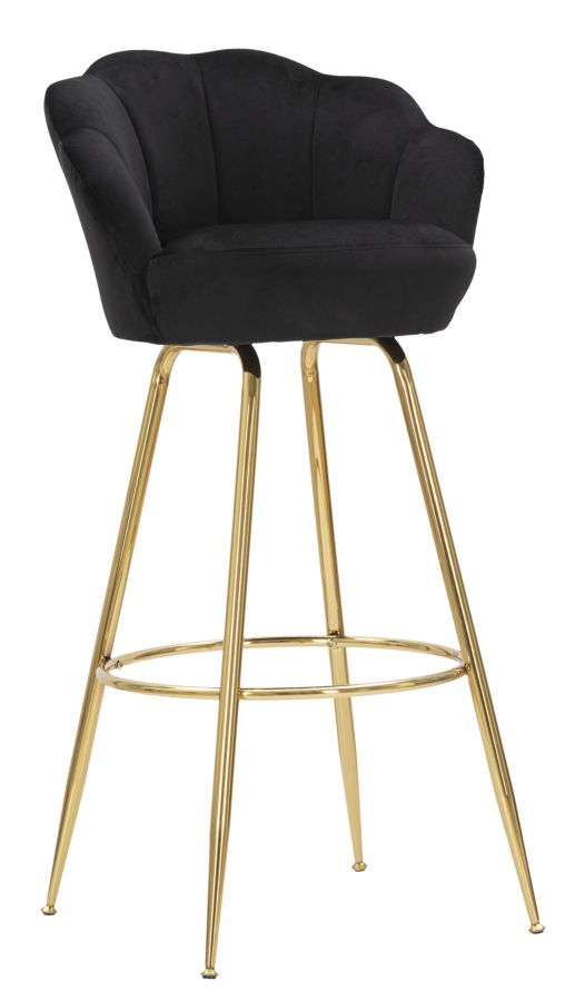 Sgabello Bar Vienna Nero 55x53x110 cm Spugna e Tessuto e Metallo Nero e Oro sconto