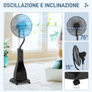 Ventilatore Nebulizzatore da Terra 44,5x38,5x120 cm con Serbatoio 3L 3 Modalità e 3 Velocità Nero      