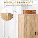 Armadio 2 Ante a Battente con 2 Cassetti 80x54x180 cm  con Asta Appendiabiti in Truciolato Color Legno 