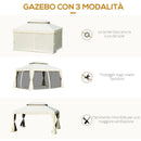 Gazebo da Giardino 3x4 m con Zanzariere e Doppio Tetto  Klaus Bianco Crema